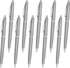 DISCOUNT PROMOS Langham Ballpoint Pens Set of 10, Bulk Pack - Black Ink, Great for Office, School, Business, Tradeshows - Silver