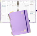 POPRUN Academic Planner 2025-2026 (July 2025-June 2026), Daily Weekly and Monthly Appointment Book (Wirebound Hard Cover - 10'' x 8'') with Hourly Time Slots, Tabs, 100 GSM - Violet