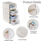 Buyitt 12 Quart Desktop Drawer Storage Unit, Plastic Stackable Storage Drawer, 4 Pack