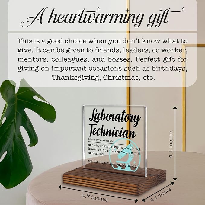 Laboratory Technician Gifts, Funny Appreciation Desk Sign for Medical Lab Professionals, Scientist and Tech Recognition Plaque for Office or Clinic PA050