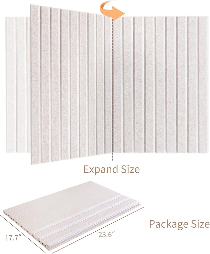 Lightomorrow Bulletin Board, 36 x 24 inches Felt Board Decorative Pin Board, 3' x 2' Cork Board Alternative for Wall, Foldable Photo Board with 20 Pushpins - Oatmeal Stripes