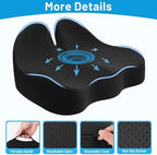 CushZone Seat Cushion, Memory Foam Office Chair Cushions, Ergonomic Curved Design for Sciatica, Tailbone, Coccyx, Seat Support for Car, Desk Chair, Wheelchair, Enhances Long Sitting Comfort (Black)