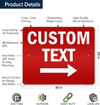 Custom Arrow,Custom Directional Sign, Right Arrow, 24x30 Inches, 3M EGP Reflective, Rust Free .080 Aluminum, Fade Resistant, Made in USA by My Sign Center