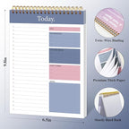 To Do List Notepad - Daily Planner Notepad Undated 52 Sheets Tear Off, 6.5" x 9.8" Checklist Productivity Organizer with Hourly Schedule for Tasks