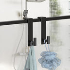 PMMASTO 2-Pack Over The Door Hooks - Rustproof Stainless Steel Door Hangers for 1-3/4 Inch Doors, Non-Marking and Tool-Free Easy Install (Black, T Shape-Fits 1-3/4" Thick Door)