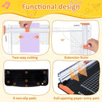 2 Set A4 Paper Cutter 12 Inch Titanium Paper Trimmer Scrapbooking Tool with 2pcs Replacement Blades with Automatic Safety Guard and Side Ruler for Craft Paper,Cardstock,Photo,Coupon, Label
