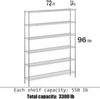 Regal Altair 14" Deep x 72" Wide x 96" Height Wire Shelving Kit | 6-Tier | NSF Commercial Storage Rack Unit
