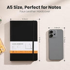 Lined Notebook Journals for Writing 5.5 x 8.2 inches, 160 Pages A5 Size with Expandable Pocket, Hardcover Notebooks for Work, 100GSM Paper (Classic Black 8 Packs)