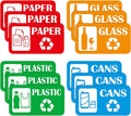 12Pack Recycling Stickers for Trash Cans,Paper Plastic Glass Cans Trash Sorting Stickers for Recycle Bins,Eco-Friendly Trash Can Recycle Signs Indoor & Outdoor Use(3"x5.7")