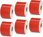 BETCKEY - 2.25" x 4" Multipurpose & Shipping Labels Compatible with Zebra & Rollo Label Printer,Premium Adhesive & Perforated[Red, 6 Rolls, 2100 Labels]