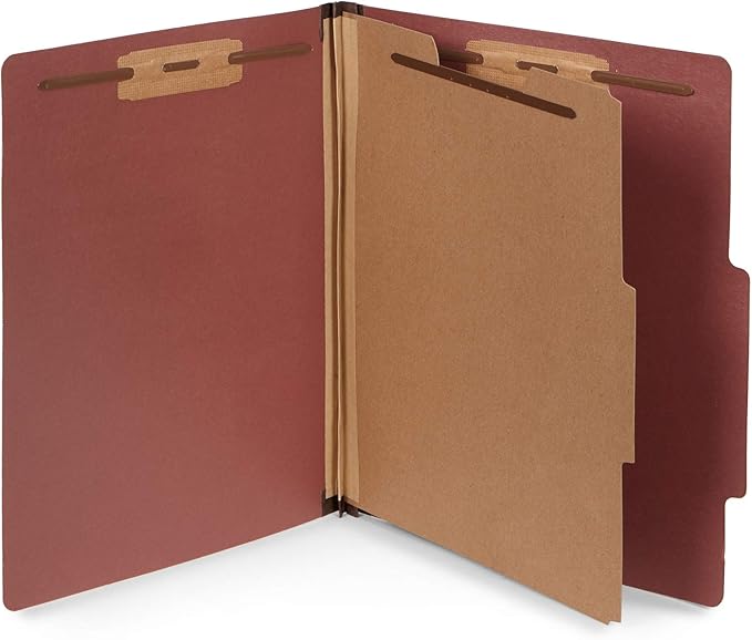Blue Summit Supplies 30 Letter Size Classification Folders, 1 Divider, 2 Inch Tyvek Expansions, Durable 2 Prongs Designed to Organize Standard Law Client Files, Office Reports, Brick Red