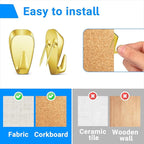 Hufopik 20 Pcs Cubicle Hooks - Fabric Panel Wall Clips for Hanging Coats, Pictures, Supports up to 40 lbs (Gold)