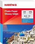 HARTWII 220 Sheets Photo Paper Glossy Inkjet 8.5x11 44lb 160Gsm A4 Letter Size Suitable for All Dye Ink Printers
