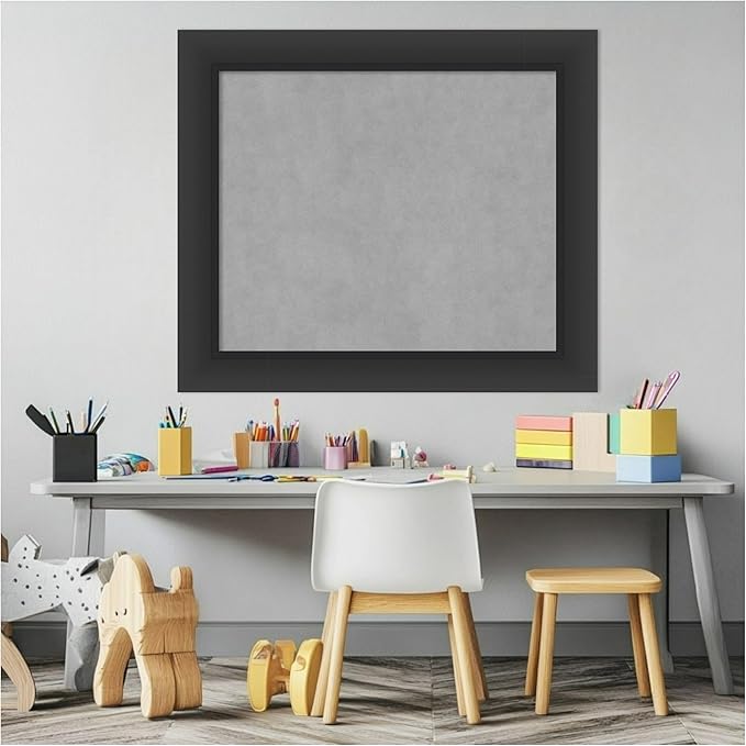 Amanti Art Black Framed Magnetic Board 25x29 Medium Vision Board for use with Magnets, 100% Metal Sheet to Display Items as Office Decor or for Home Organization in mudroom, Kitchen or Kids Room