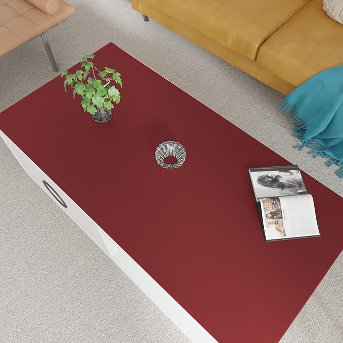 Zinkooat Leather Table Cover,1.8mm Thick,24x48 Inch Desk Cover,Large Desk Mat,Table Protector,Table Cover Protector,Craft Mats to Protect Table(Black+Wine Red,24x48)
