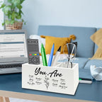 QZQE You Are Christian Pen Pencil Holder Organizer for Desk, Christian Gifts for Women, Floral Inspirational Bible Verse Wooden Box Signs Decorations for Home Office Desk Tabletop