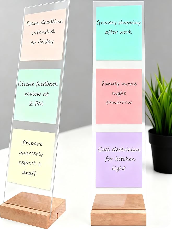 Sorablu Monitor Memo Board 2PCS - Removable Sticky Note Holder for Computer Monitors, Transparent Acrylic Office Desk Accessories, No Screen Damage, Fits Laptops & Desktops