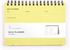 Undated Daily Planner Notebook – Spiral Bound A5 (5.75" x 8.5"), 60 Pages, Yellow Cover | Simple Organizer for Work, School & Personal Goals