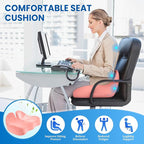 CushZone Seat Cushion, Memory Foam Office Chair Seat Cushion for Office Chairs/Car/Long Trip/Desk Chair/Gaming, X-Large Size for Sciatica & Hip & Tailbone Pain Relief, Sciatica Support (Pink)