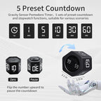 LUCKY TIME Productivity Timer Flip Gravity Sensor Pomodoro Cube Timer Countdown & Countup,1/5/10/30/60min Preset & Custom Timing, Mute/Vibrate/Sound for ADHD,Work,Study,Kitchen(1, Black Hexagon)