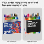 ARTISTRO 24 Acrylic Paint Markers - Paint Pens Dual Tip Brush + Fine Ideal for Calligraphy - Perfect for Fabric, Rock, Glass, Wood, DIY - Art Supplies, Stocking Stuffers, Christmas Gift Idea