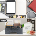 ZALIOJI Wooden Desk Organizer Mail Organizer Countertop, Desktop Organizer Mail Sorter Mail Holder Bill Organizer for Desk, Desk Organizers and Accessories for Women (Black)