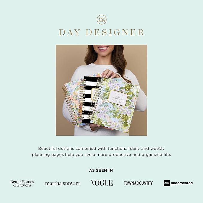 Day Designer 2026 Weekly Planner – Premium Planner for Stylish Organization. Combines Weekly & Monthly Calendars, Daily Schedule, Notes Pages, Goal Setting, Stickers, Pocket & More. Elegant Laminated Cover with Gold Accents (Lorelei Design - 2026)