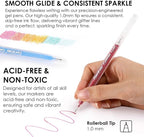 Grabie 42 Capped Glitter Gel Pen Set, 18 Iridescent&24 Essential Color Pens, Smooth Rollerball Tip, Metallic Sparkly Gel Pens for Coloring, Set of 42 Gel Pens Colored