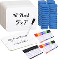 Affrolling 48 Sets Small Whiteboard Dry Erase Boards 5" x7'' Mini Double Sided Dry Erase Lap Boards with Markers Erasers Pen Holders Personal Whiteboards for Students Classroom Teacher