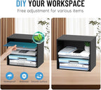 SHARKWOODS 5-Tier Wood Desk Organizer, Paper Tray Organizer for Desk with Adjustable Storage Shelves, Desktop File Organization Paper Sorter Mail Holder for Office Home Classroom, Black