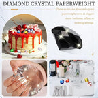 PATIKIL 8 Pcs Diamond Crystal Paperweight, 30mm / 1.18 Inch Crystal Paperweight Paper Weight for Home Office Desktop Table Decor Wedding Party Jewelry Ornaments, Black