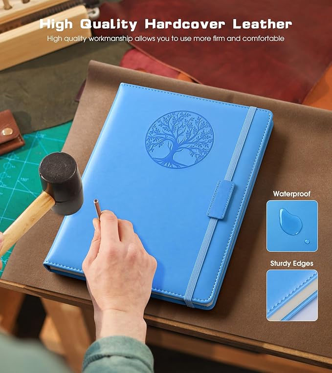 Biuwory Lined Journal Notebook for Women Men,256 Pages A4 Large Hardcover Leather Journals for Writing,Travel,Business,Work,School,College Ruled Notebooks for Note Taking, Diary Notepad 8.6"×11"