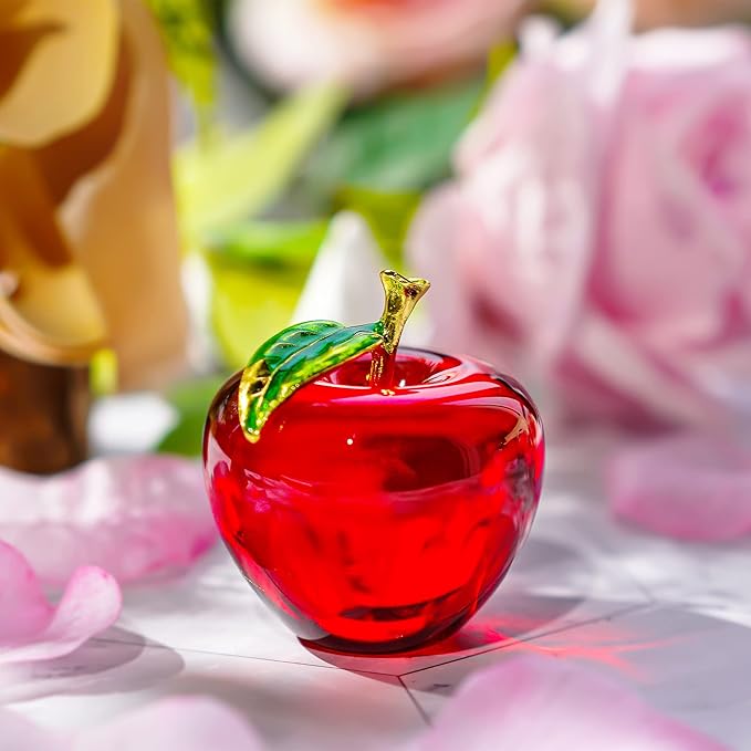H&D Glaze Crystal Apple Paperweight Craft Decoration (red)
