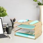 EASEPRES Paper Organizer Tray, 3 Tier Mesh Desk File Organizer Letter Sorter Holder for Home Office, Gold