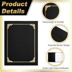 Fainne 120 Packs Certificate Holders Bulk, Diploma Covers Gold Foil Border, Document Covers for Letter Size 8.5x11 Award Certificates, Cardstock, Document Papers, Paper Card Stock(Black)