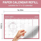Yoment Desk Calendar Refill 2026-2027, July 2026-Dec 2027, Large 10"x16" Monthly Planner with to-do Lists 18 Months Calendar for Office School Home, Pink