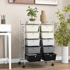 GOFLAME 10-Drawer Rolling Storage Cart, Art Craft Storage Organizer on Wheels, Multipurpose Movable Utility Cart for School, Office and Home, Grey Gradient
