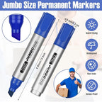 Fuutreo 32 Pcs Jumbo Permanent Markers Bulk Large Chisel Tip Permanent Markers Waterproof Jumbo Pens Quick Drying Office Supplies(Blue)