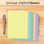JINMIKEJI Colored Index Cards 5x7 Inch - 50 Pack Ruled Flash Cards for Students, Office & Home, Durable Study Note Cards with Lines
