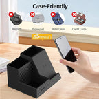 TopMade Wireless Charger Nightstand Organizer, Multi-Functional Pen/Pencil/Remote Holder for Desk, Leather Desktop Organizers, Home Office Supplies Fast Phone Charging Stand, Black Carbon Fiber