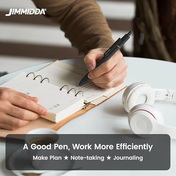 JIMMIDDA 8Pcs Black Gel Pens - 0.7mm Medium Point Black Ink Pens | Smooth Writing - Quick Drying Retractable Pen for Men Women (Classic - 8Pcs)
