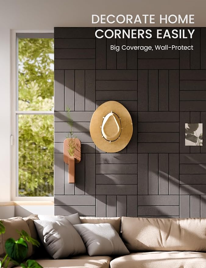 Fluxynara Felt Bulletin Board Tiles Large 36" x 24"Cork Board Alternative-6 Pack with 40 Adhesive Tabs, Thick Slat Wall Panels for Office Decor, Push Pin Board Wall Organizer Alternative-Charcoal Gray