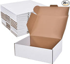WINHPH Shipping Boxes Set of 20,12x9x4 Inches White Corrugated Cardboard Box Literature Mailer for Small Business, Literature Mailer Box Packaging Supplies
