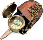 Vintage Brass Pocket Compass Gift for Grandson “to My Grandson” Engraved Compass with Leather Case & Chain | Meaningful Keepsake for Grandson | Birthday Gift | Graduation Day Gifts