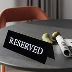 6 Pieces Plastic Reserved Table Sign for Wedding Acrylic Double Side Table Tent Black Guest Reservation Tables Seat Sign 7.9 x 2.7 Inches Reserve Seating Signs for Restaurant Chairs Wedding