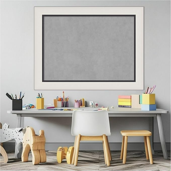 Amanti Art Silver Framed Magnetic Board 26x34 Medium Vision Board for use with Magnets, 100% Metal Sheet to Display Items as Office Decor or for Home Organization in mudroom, Kitchen or Kids Room