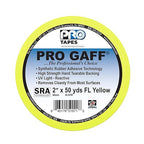 2" Width ProTapes Pro Gaff Premium Matte Cloth Gaffer's Tape With Rubber Adhesive, 50 yds Length x, Fluorescent Yellow (Pack of 1)