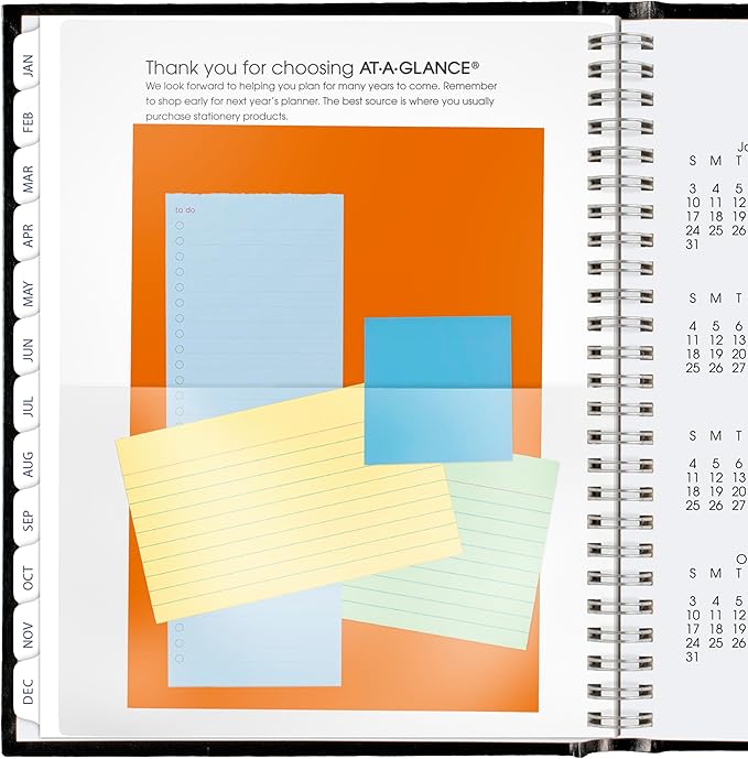 AT-A-GLANCE 2026 Planner, Monthly, 7" x 8-1/2", Medium, Hardcover, DayMinder, Black (G400H0026)