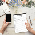 (5-Pack) Thank You Receipt Book - 5.5" x 8.5" Cardboard 2-Part Carbonless Sales Invoice Book, 250 Sheets Invoice Pad with Cardboard for Small Business