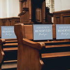 ChissNook Reserved Seating Chair Signs, This Row Is Reserved Pew Cloths Seating Placeholder for Church Pews, Dusty Blue Wedding Decorations for Reception Parties Event (Dusty Blue, 4 PCS)